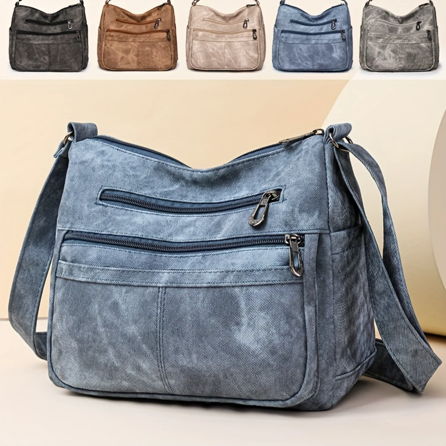 Chic Retro Leather Crossbody Bag - Spacious Multi-Pocket Purse - Versatile Shoulder & Messenger Bag for Fashion-Conscious Women