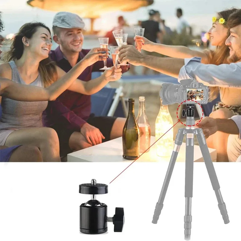 Hot Shoe 1/4 Screw Hole Tripod Mount Camera Head Adapter Ball Head with Lock LED Light Flash Bracket Holder For DSLR DV Cameras view 6