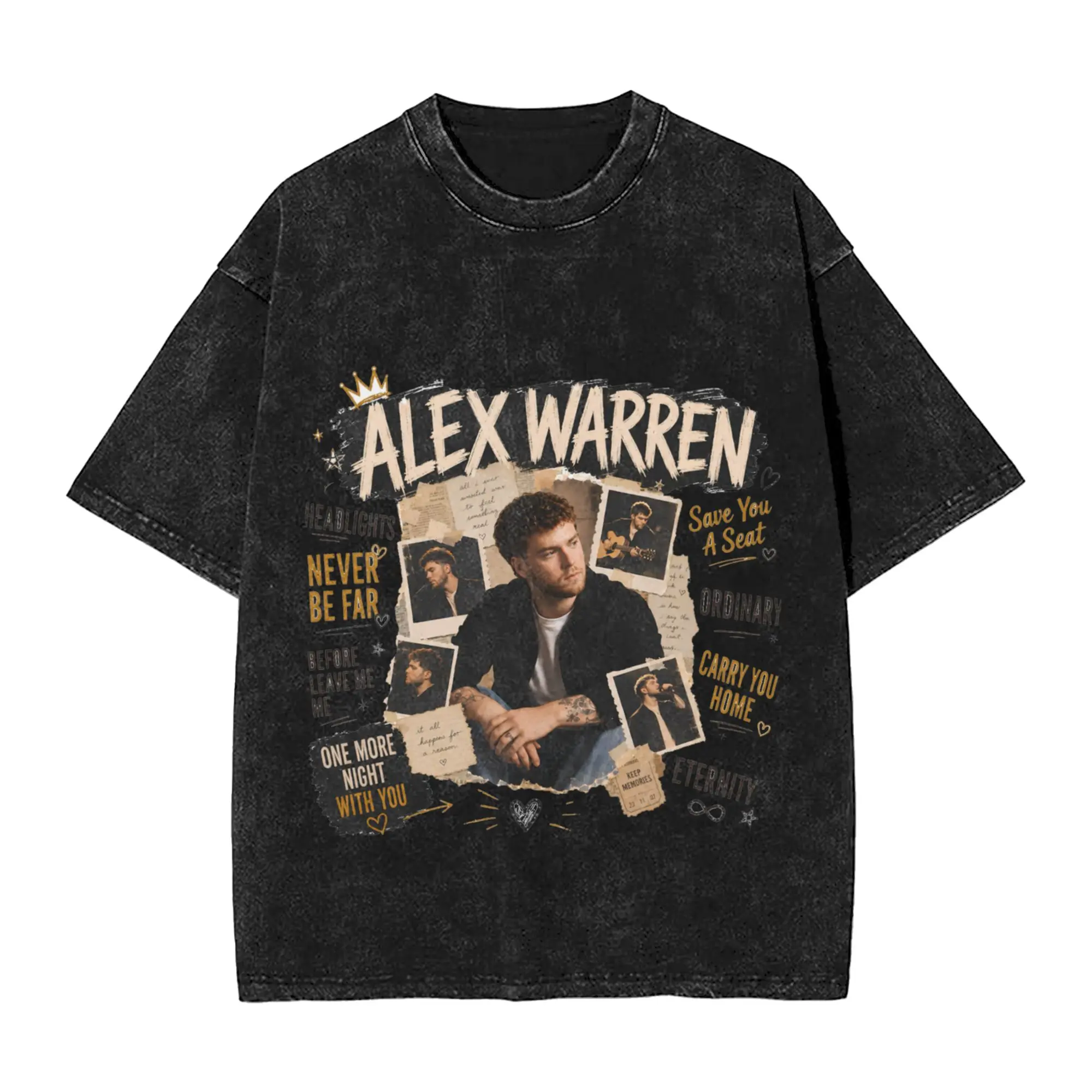 Alex Warren Finding Family on The Road Tour 2026  Washed T Shirts Streetwear T-Shirt  Tee Shirt for Men Women