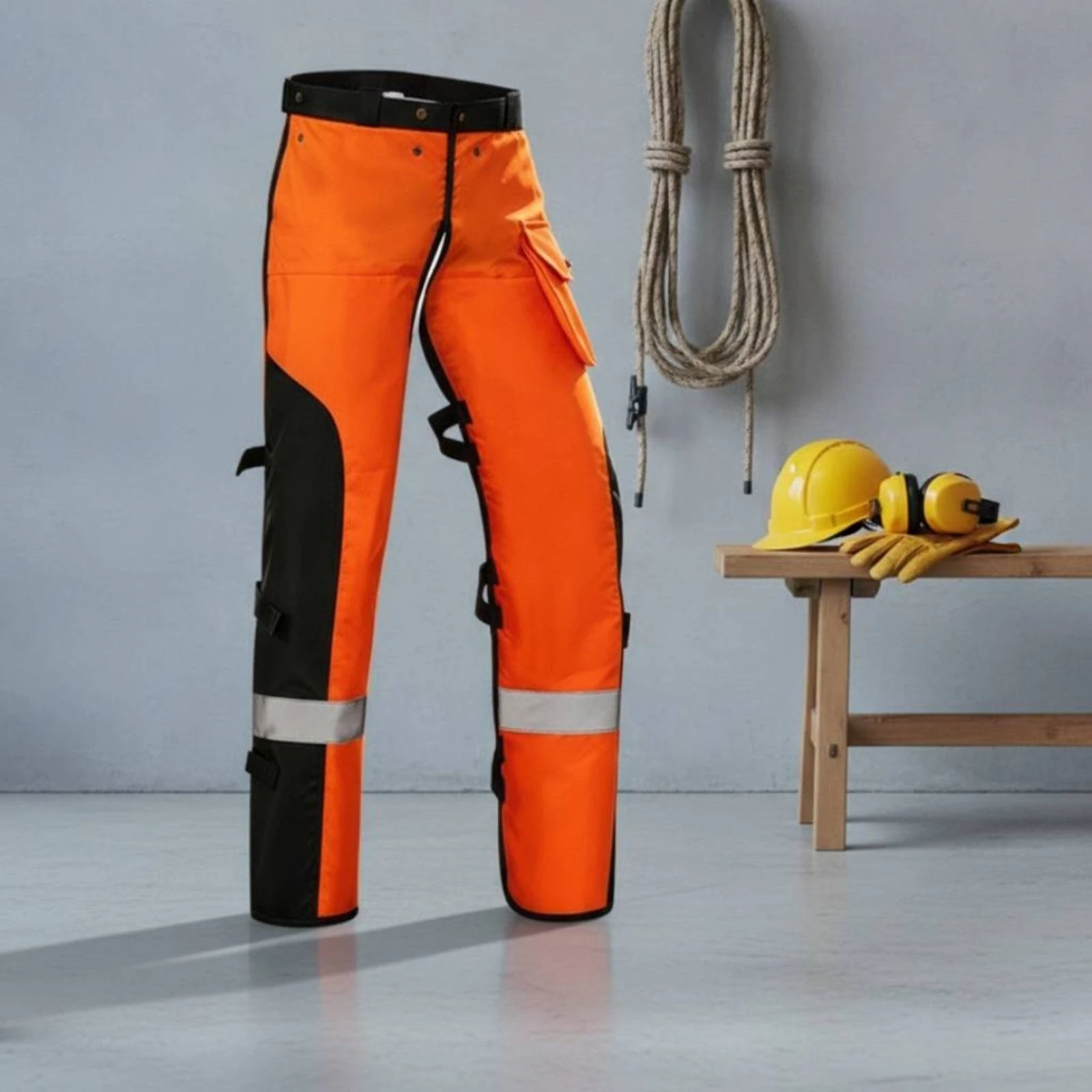 Chainsaw Safety Chaps with Pocket Reflective Apron-Style Chainsaw Chaps Leg Guards Cut-Resistant Easy to Wear for Loggers