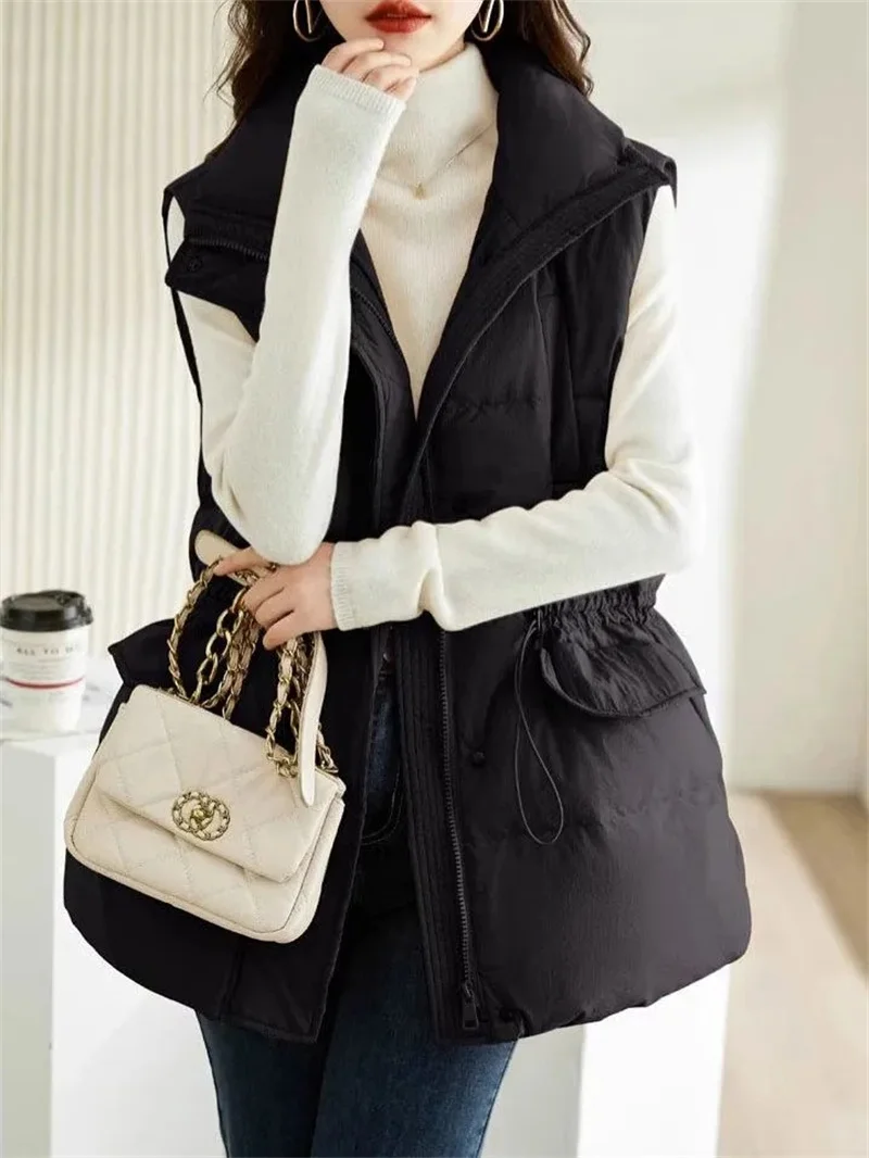 Winter Thicken Women Vest Korean Loose Warm Puffer Waistcoat For Women 2024 New Winter Sleeveless Jacket Female