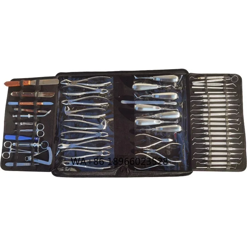 60PCS Dental Instrument Kit Dental Comprehensive Orthodontics Implantology Surgical Instruments Elevators Forceps