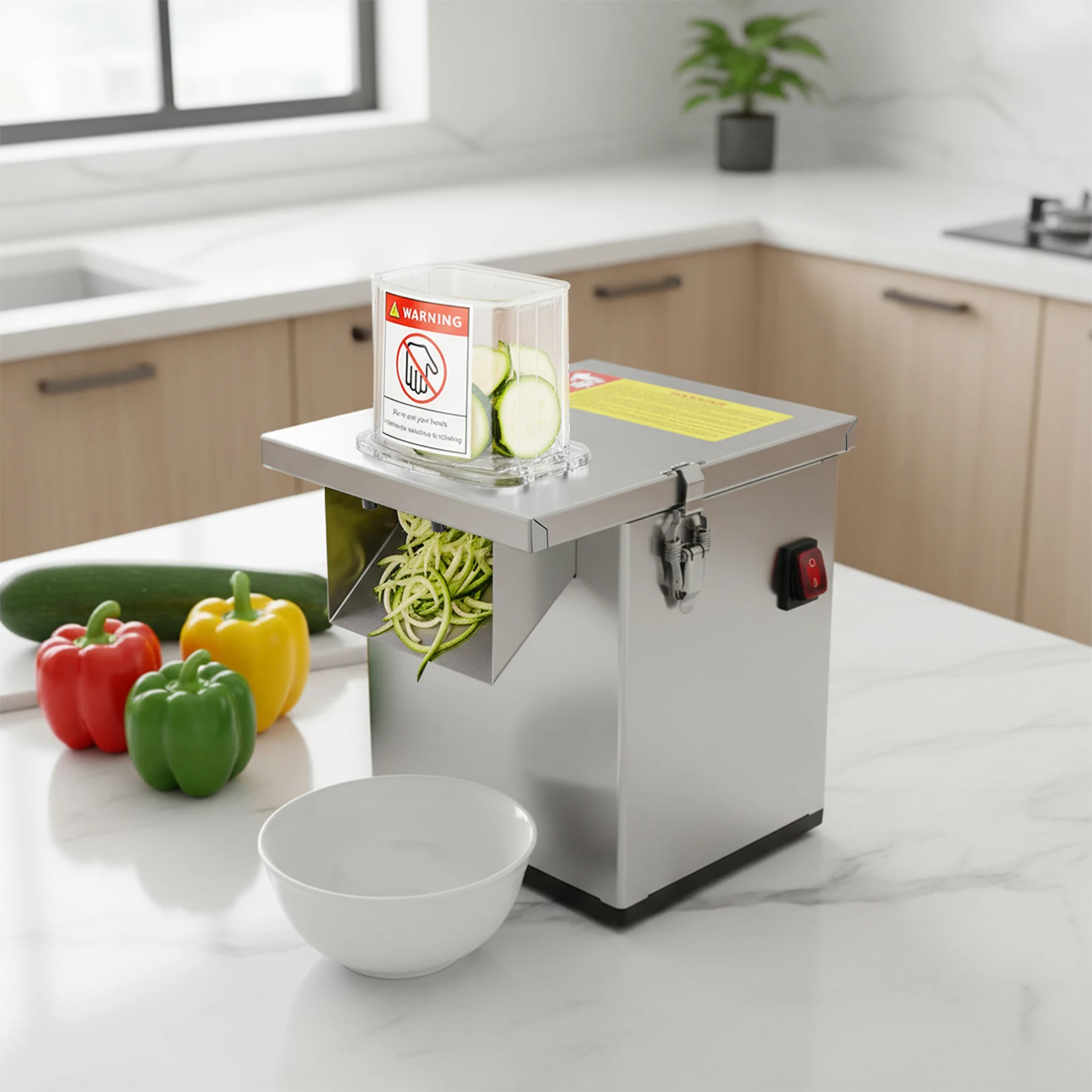 

200W Electric Vegetable Slicer Dicer Shredder 4-in-1 Functionality with Crinkle Cutter US Standard One-button Switch & Ventilation Hole