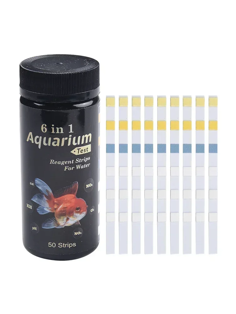 Reliable Water Testing 50pcs Aquarium Test Strips for Fish Tank Pond 6 in 1 Design Efficient Filtration Monitoring