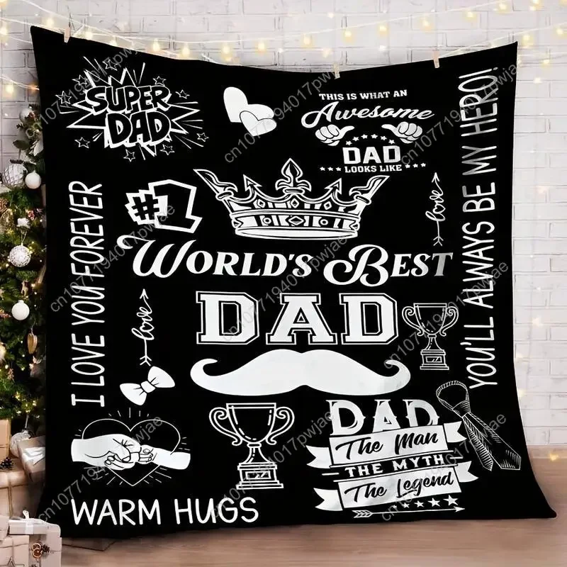 With Crown Trophy Design Comfortable Flannel Dad Blanket Gift Father's Day from Daughter Or Son Soft Polyester Custom Blankets