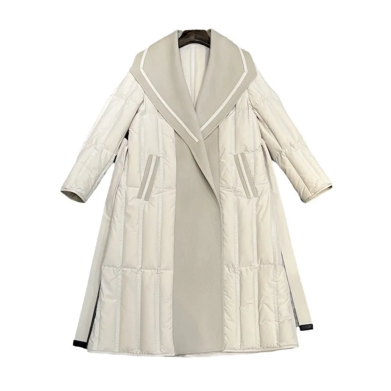 ملابس نسائية لعام 2025 سترة صوفية فاخرة خفيفة متوسطة الطول لخريف وشتاء جديد 1105