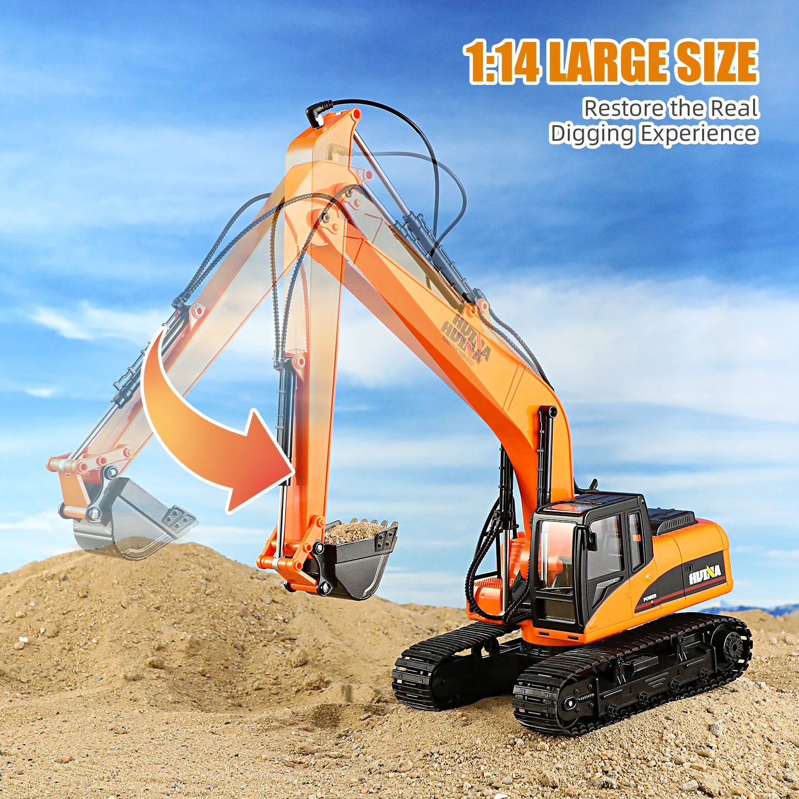 1/14 RC Excavator Truck 15CH 2.4GHZ Alloy Professional Remote Control Engineering Construction Vehicle Children\'s Toy Gift