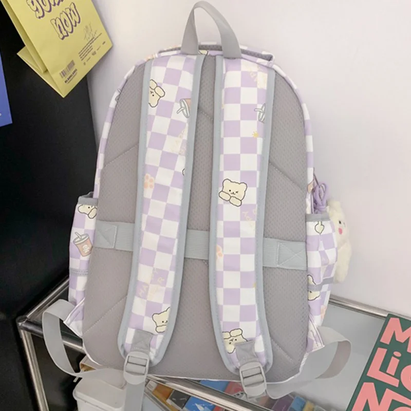 Hochwertige adrette Schult asche neuen Stil Plaid einfachen Rucksack große Kapazität Junior School Studenten Freizeit