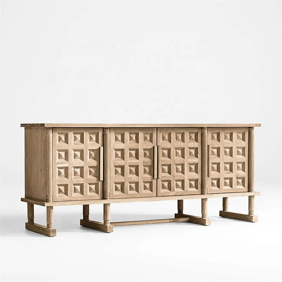 

Nordic Mid century Custom Solid Wood Living Room Accent Storage TV Stands Sideboard Buffet Cabinet Furniture