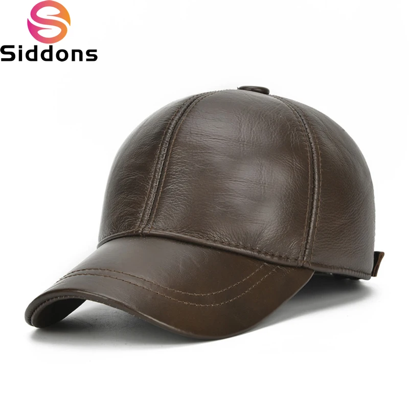 

2024 Adjustable Men's Genuine Cowhide Leather Baseball Cap for Fall Winter Outdoor Sports Hat Men Real Cowhide Leather Caps