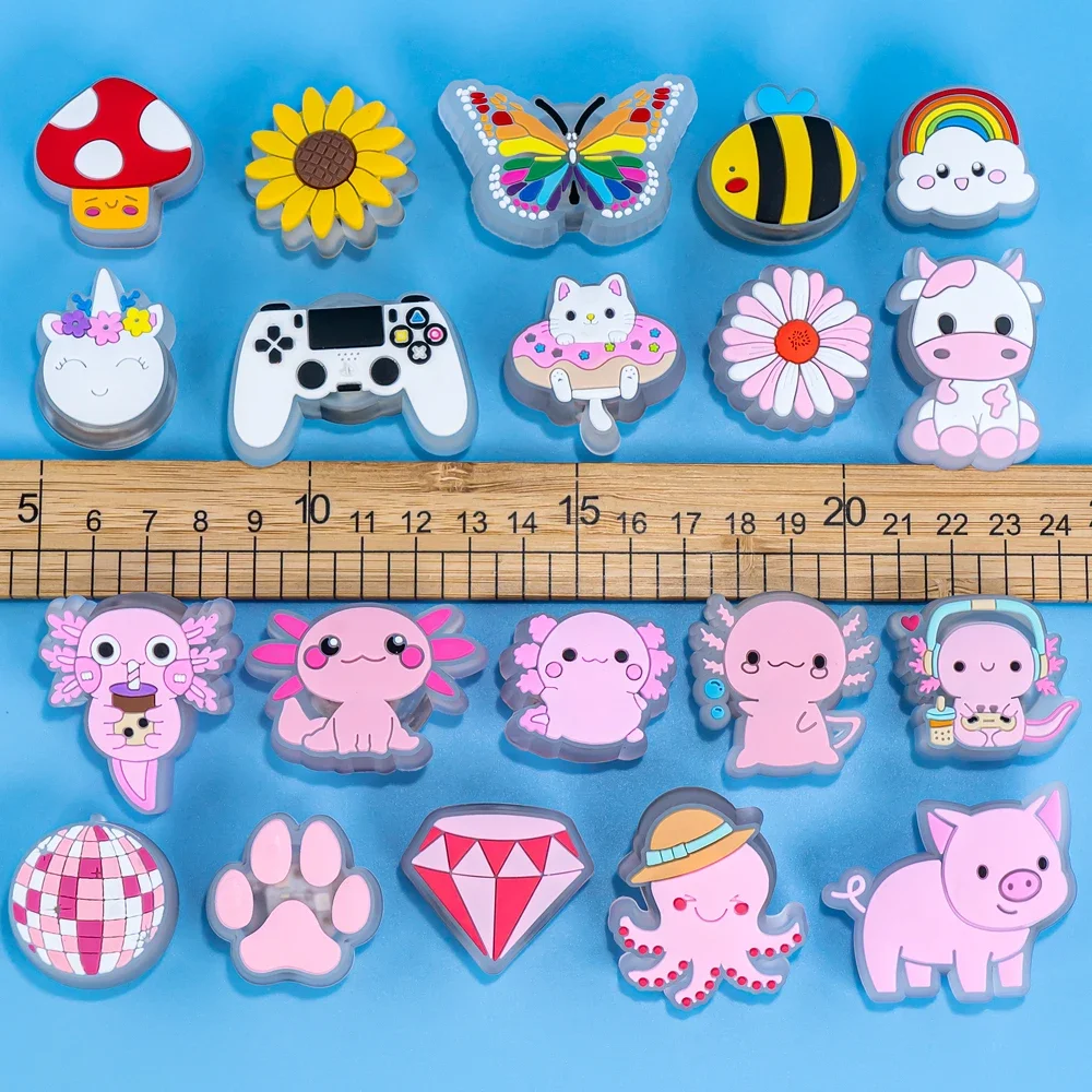 5PCS LED Shoe Charms Cats Dogs Unicorns Lighted Shoe Decorations Gamepad Cameras Diamond LED Pins for Women Girls Clog Buckles