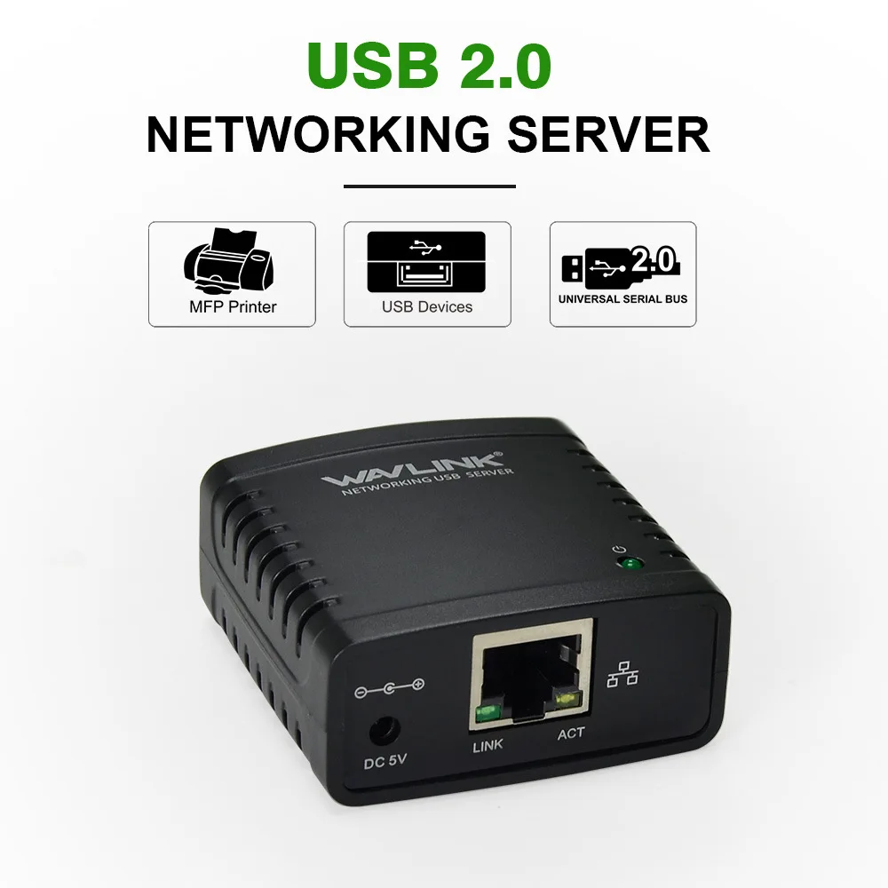 USB2.0 Network Print Server Capture RJ-45 TCP / IP LPR Allow To Configure, Monitor & Even Reset The Print Server Via Web Browser