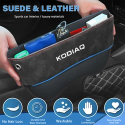 Suede Seat Side Storage Pocket for Skoda Kodiaq Seat Crevice Storage Box PU Leather Car Front Seat Gap Organizer Box Auto Parts