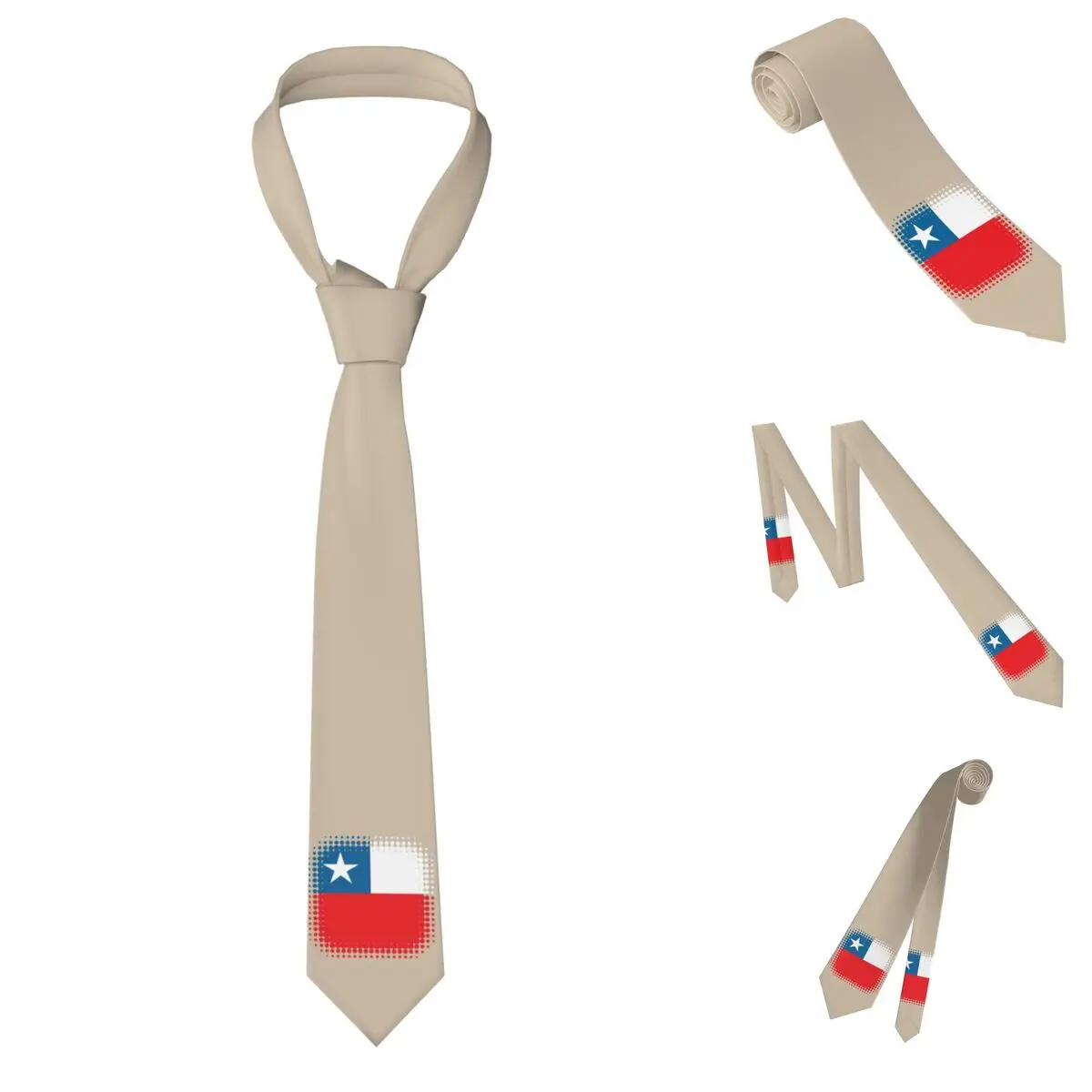 Flag Of Chile - Retro Necktie for Men Silk Polyester Slim Neck Ties Party Business Tie Casual Gravatas