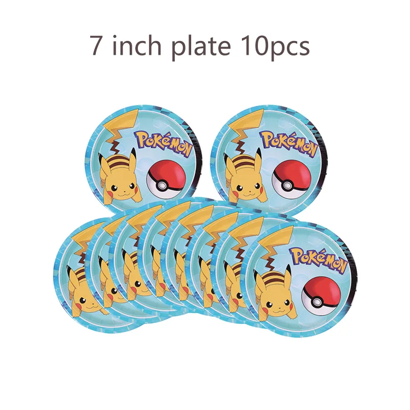 Pokemon Birthday Decorations Boys Girls Pikachu Paper Plates Cups Napkins Tableware Balloons Decor Baby Shower Party Supplies