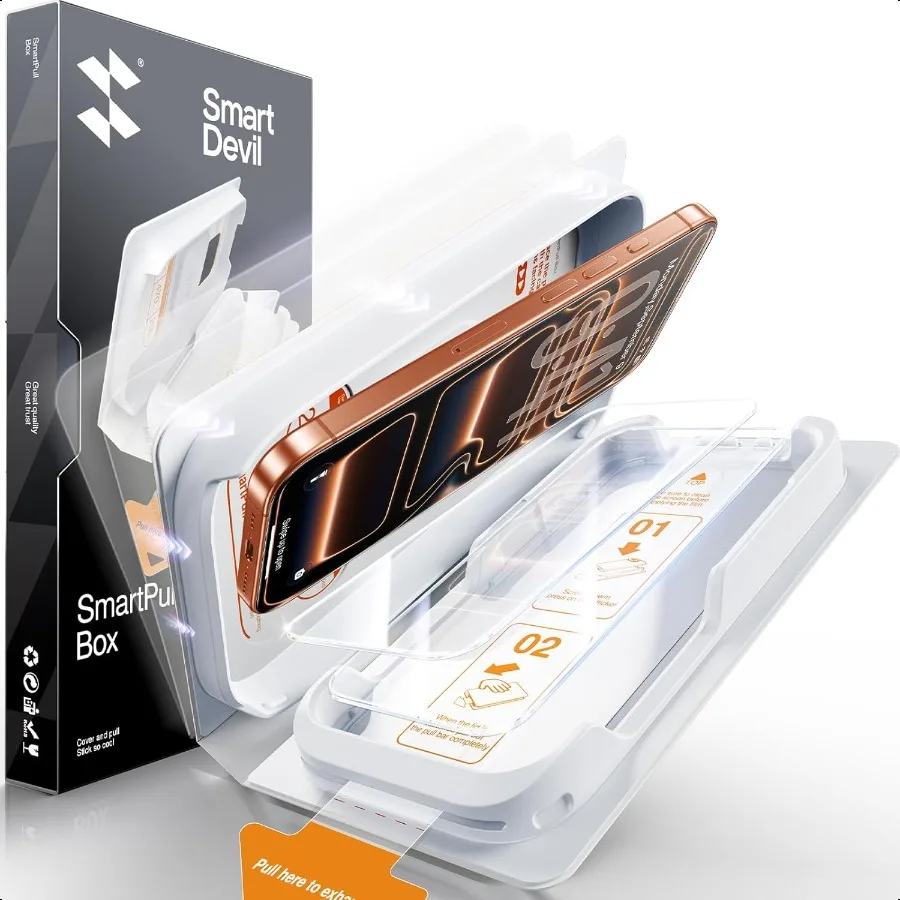 

2 упаковки для iPhone 17 Pro Max Защитная пленка для экрана из закаленного стекла HD Прозрачная пленка Простая установка Бесплатная коробка