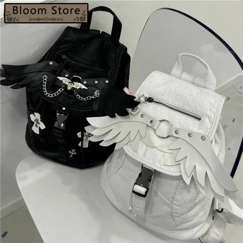 

Y2k Aesthetic Personality Wings Bags Streetwear Vintage Students Schoolbags Casual All Match Women Backpacks Korean Trendy
