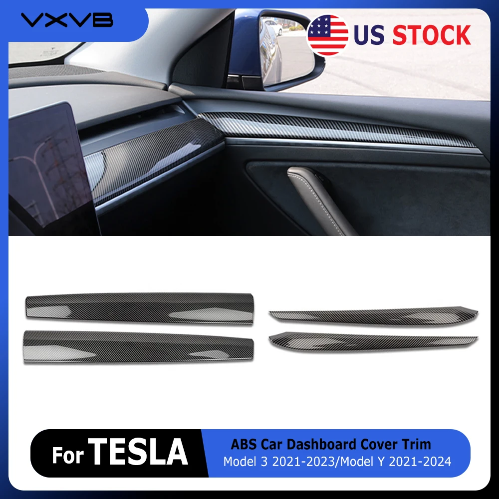 

Накладка на приборную панель для Tesla Model 3 2021-2023 Model Y 2021-2024 Крышка панели центральной консоли из углеродного волокна ABS Автомобильные аксессуары