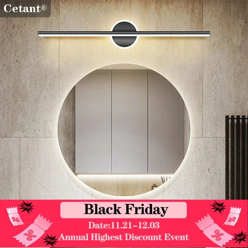 Modern LED Wall Lamp Black Gold Mirror Light Dresser Bathroom Toilet  Long Strip Lamps Home Decor Led Lighting Fixture Lustre