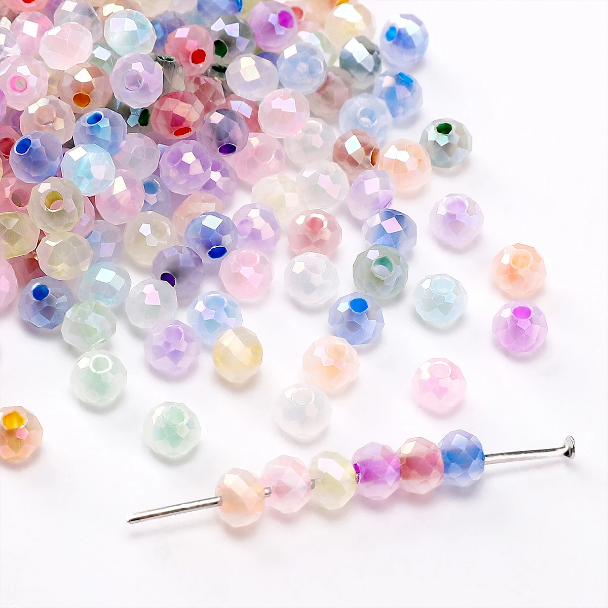 Manik Nasi Kaca Halus Warna Awan 4mm Lubang 1mm - Pembuatan Perhiasan DIY (Kalung/Gelang Kerajinan) 10g/130pcs Kantong