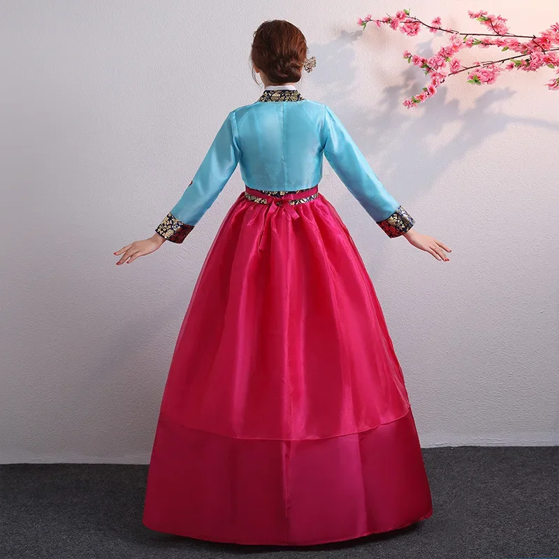 Hanbok para mujer, traje tradicional coreano, ropa de corte de actuación de palacio minoritario, vestido de baile de fiesta de boda de Año Nuevo con flores