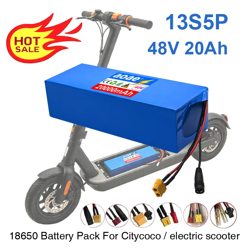 

48V Electric Scooter Battery 20Ah 13S5P 18650 Grade-A Cells 500W-1000W for Citycoco Built-in BMS Long Range Safe Durable