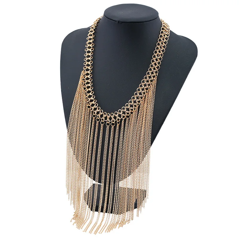 Hot-selling jewelry, big-name necklaces in European and American foreign trade, wholesale of retro multi-layer fringed necklace,