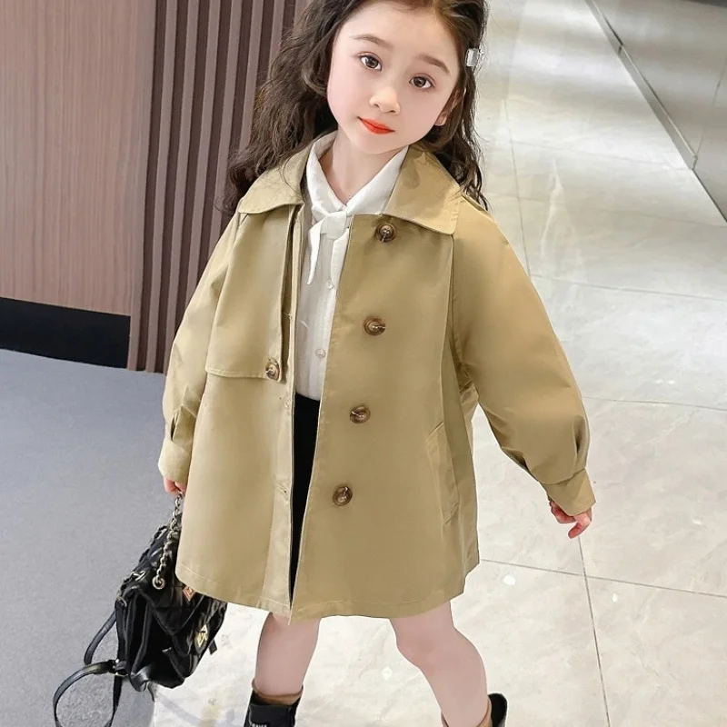 

Girls' Spring Trench Coat 2026 New Cotton Mid-length Solid-color Trench Coat Korean-style Baby Coat Children's Clothing
