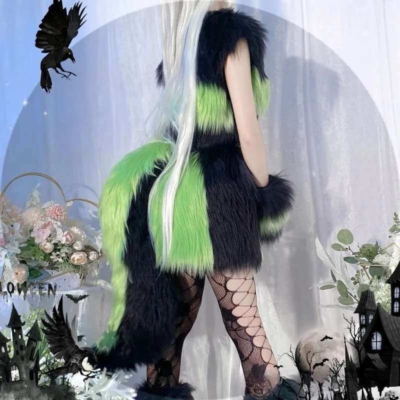 Kawaii Japanese Fluffy Animal Ears Headband Tail Set Fox Cosplay KC Hair Clip Cos Costume for Women Carnival Party Outfit