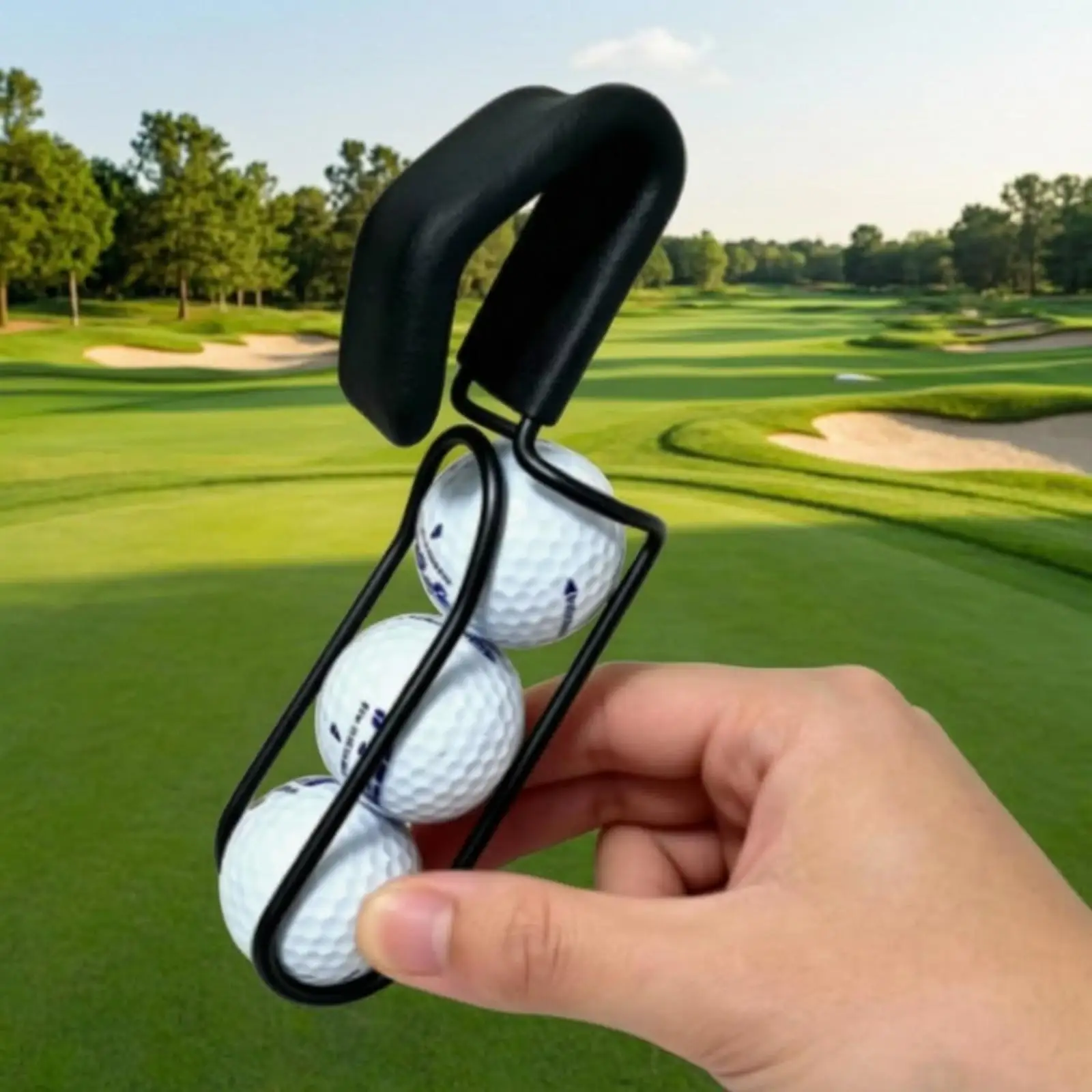 Golf Ball Holder Space Saving Vertical Three Ball Carrier Foam Covered Handle Clip on Golf Accessory for Play