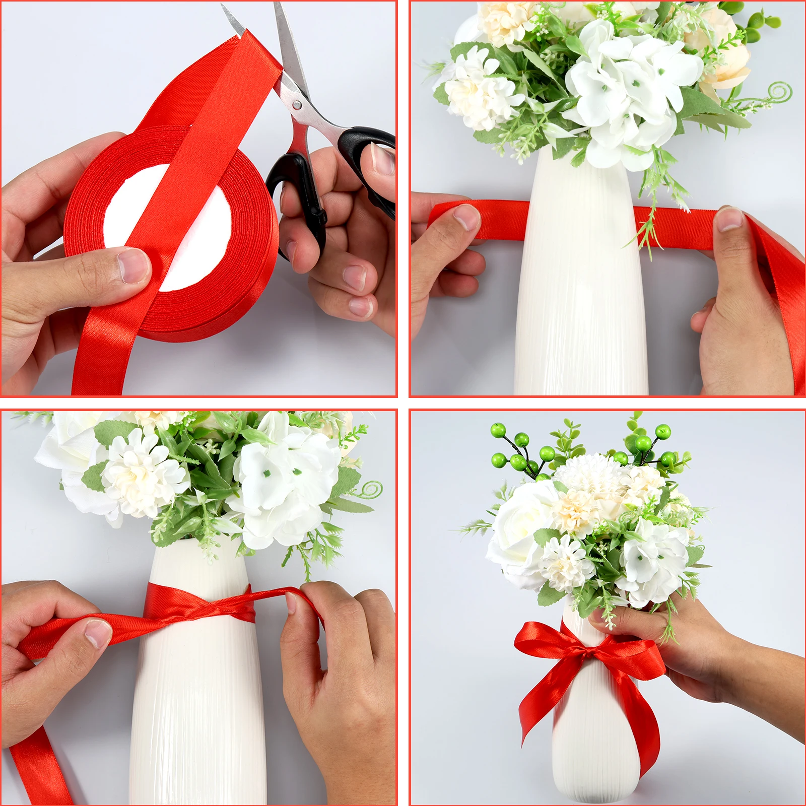 12 Colors Satin Ribbon Roll 25 Yards Polyester Gift Wrapping Ribbon Roll DIY Wedding Bouquets Clothing Party Craft Ribbon Roll