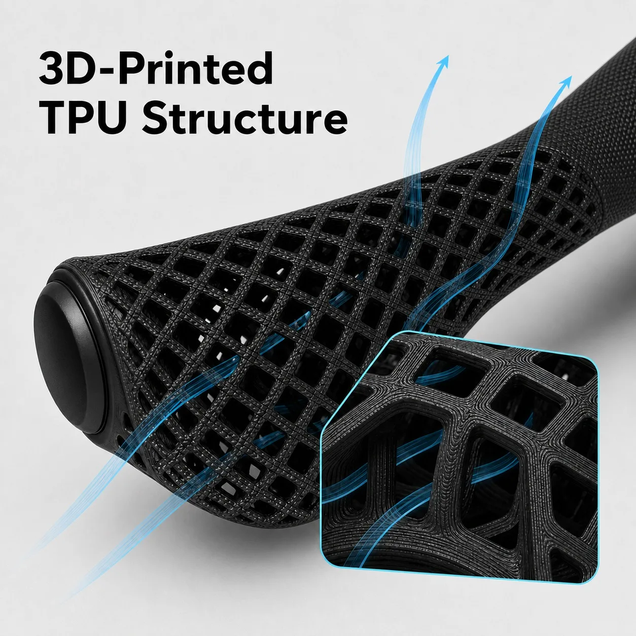WEST BIKING 3D Printed Bicycle Grips, Ergonomic TPU Lock-On MTB Handlebar Grips with Aluminum Alloy Rings, 130mm