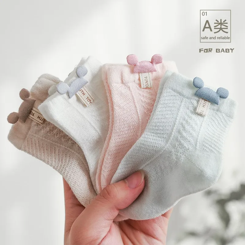 Calcetines para recién nacidos, calcetines tobilleros finos sin costuras de algodón para bebés de 0 a 6 meses, bonitos calcetines para primavera y otoño para niños y niñas ​