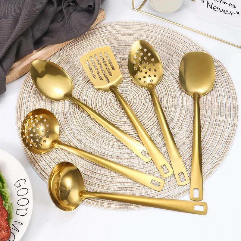 9pcs Stainless Steel Dinnerware Set Creative Korean Cutlery Golden Spoon Korean-style Chafing Dish Buffet Cutlery Set Spoon Set