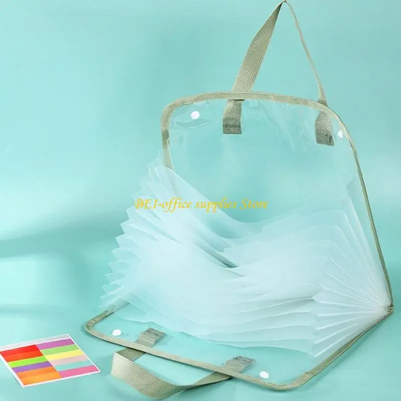 

1Pc ﻿Large Capacity PVC File Bag Transparent Waterproof Handheld Folder A4 Portable Expandable Hand-held File Bag Multipurpos
