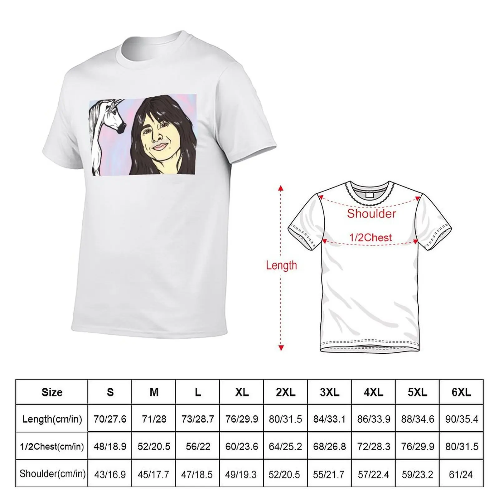 Steve Perry and Unicorn T-Shirt Plus Size Outdoor Casual Top