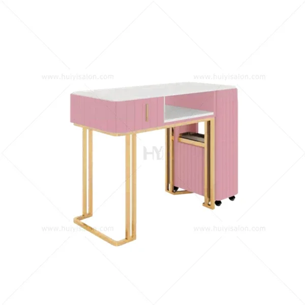 Hot Selling Nail Table Beauty Salon Nail Station Manicure Table,beauty Salon Salon Furniture ( Double Seat ZY-MT083 Led Light