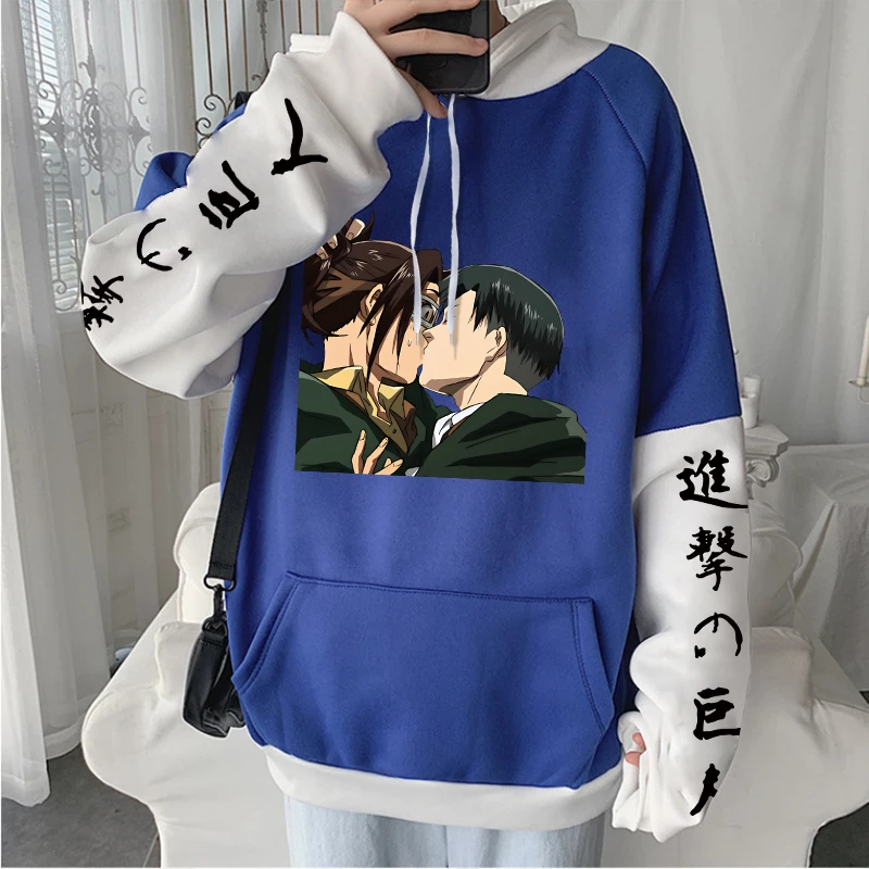 Attack On Titan Anime Hooded Print Men Women Hoodies Classic Sweatshirt Harajuku Pullover Levi Ackerman And Hanji Zoe Kiss Funny