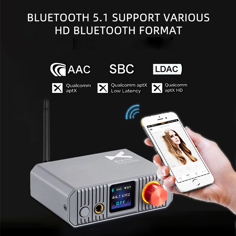 XDUOO XQ-50 PRO3 Bluetooth 5.1 Audio Converter HiFi Digital DAC Headphone Amplifier CS43131 Decoding Coaxial Optical Output EQ