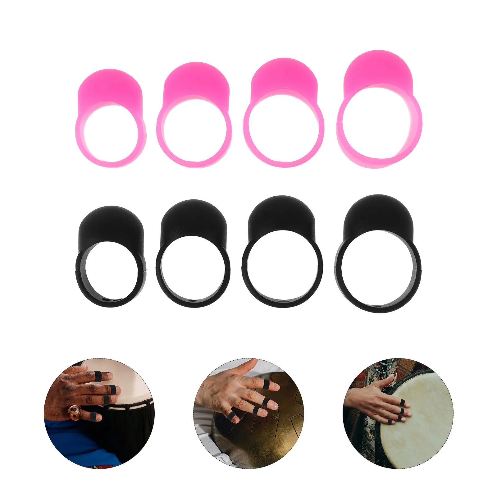 

8pcs Silicone Rubber Finger Sleeves For Hand Pan Drum Comfortable Durable Soft Wear Resistant Percussion Accessories Musical
