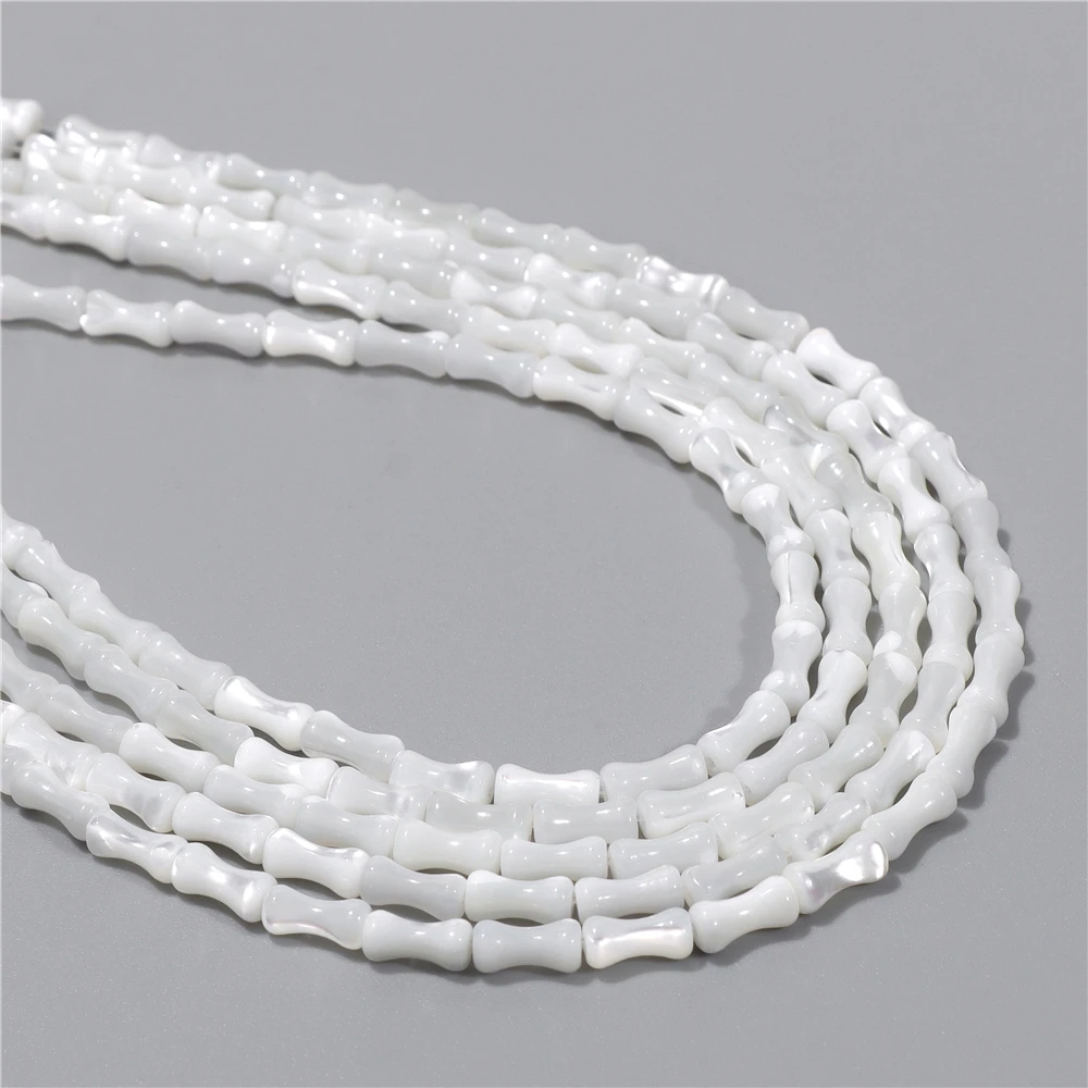 Natural Freshwater Shell Beads Bamboo Shape White Mother of Pearl Loose Beads for Jewelry Making DIY Bracelet Necklace 4x8mm