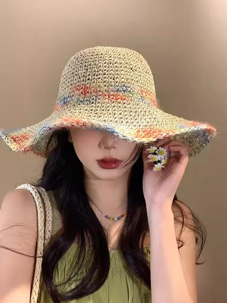 Summer Sun Hat Women Panama Hat Women handmade Straw Hat Big Brim Beach Hat Summer Hat Sunscreen Sunshade cap