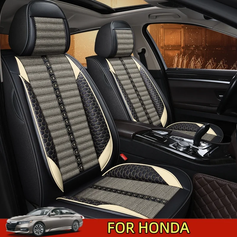 

FOR HONDA Car seat cover Waterproof PU leather linen spliced ​​wear-resistant soft and comfortable full wrap seat cover