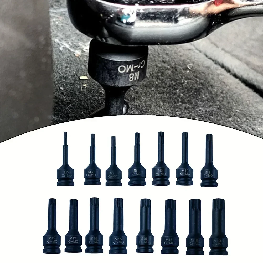 1pc M5-M19 Impact Socket Wrench Adapter 1/2Inch Drive Square Drive Wrench Socket Adapter 12 Point Socket Screwdriver Bit Tools
