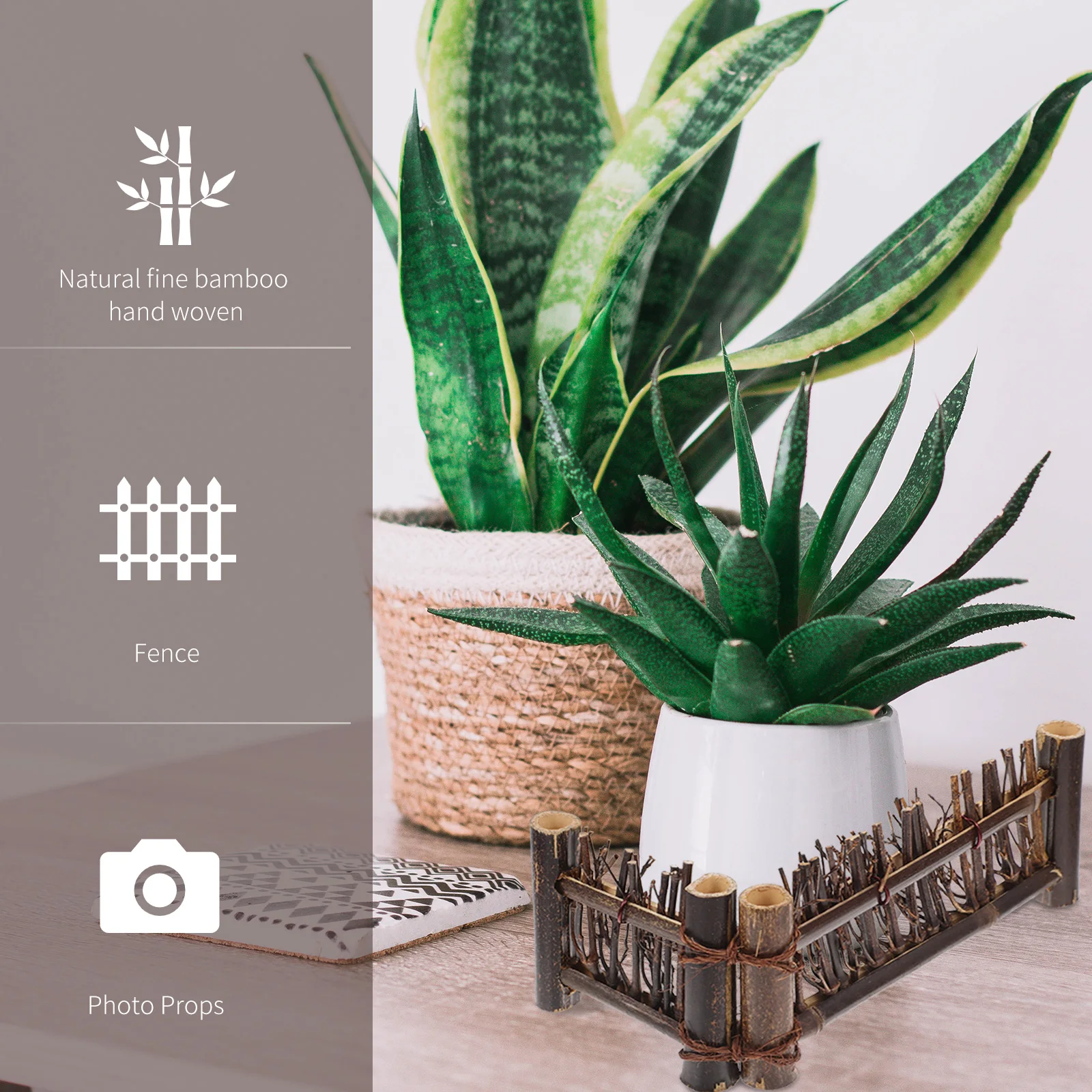 

Bamboo Zen Mini Screen Fence for Garden Landscaping Bonsai nament Durable Home Decor Tea Ceremony Prop Field Style