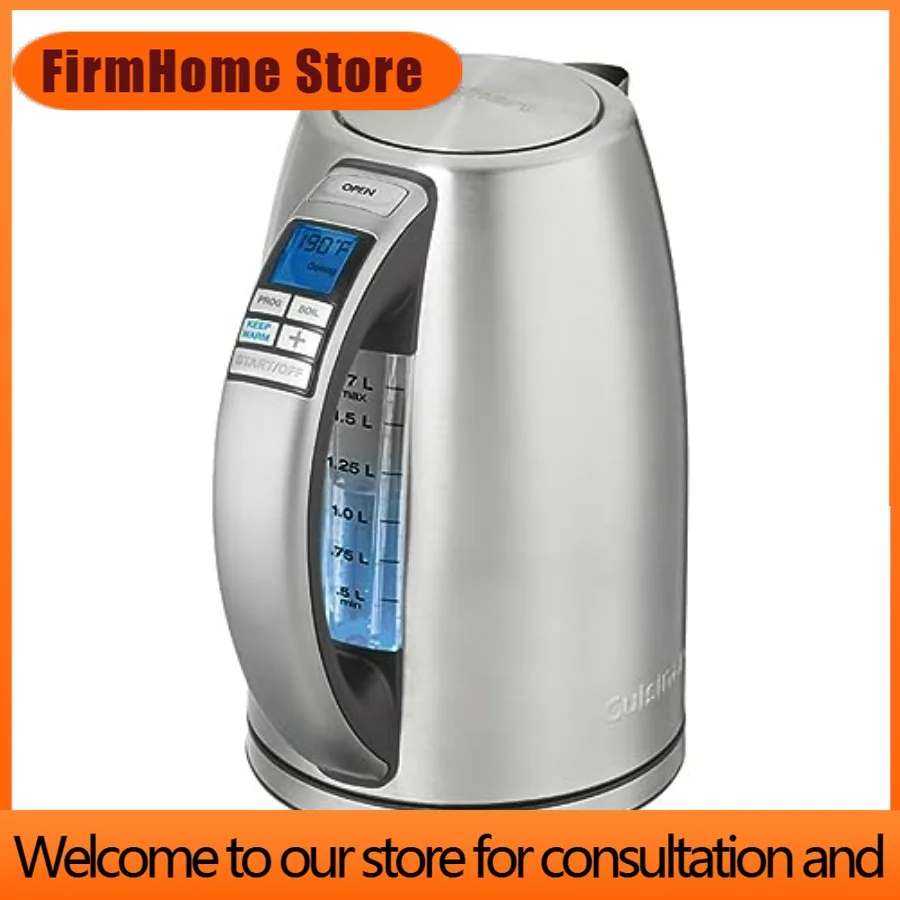 FirmHome Store1.7-Liter 1500-Watt Stainless Steel Cordless Programmable Kettle With Six Presets Stay-Cool Handle 360-Degree Swiv