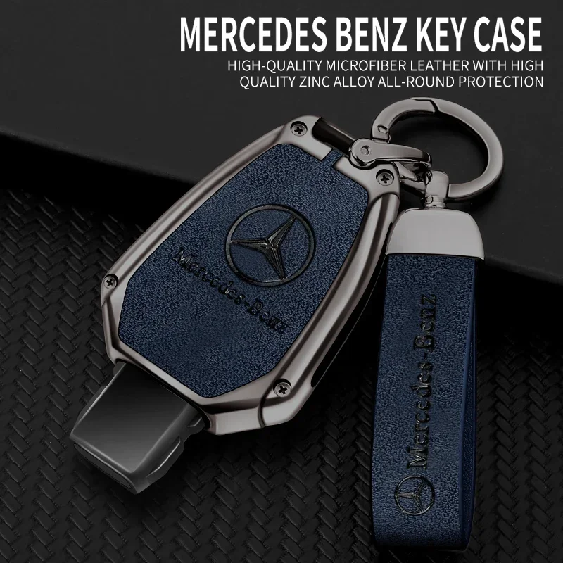 가죽 자동차 원격 키 케이스 보호대 커버, 메르세데스 벤츠 A B C E G 클래스 C200 C300 E350 W205 E260L GLK A45 AMG BGA GLA GLC용
