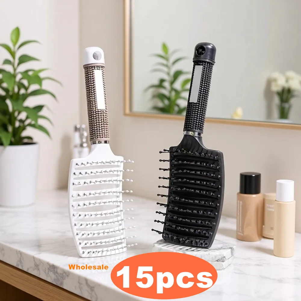 

Оптовая продажа, 15 шт., полая щетка для волос - быстросохнущая массажная расческа для кожи головы для вьющихся/влажных волос, инструменты для распутывания и укладки