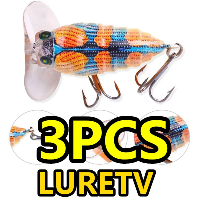 

8008 4 см 10 г 3 шт. LURETV насекомые, цикада знает плавающую поверхность, биомиметическая цикада, плавающая ложная приманка для насекомых