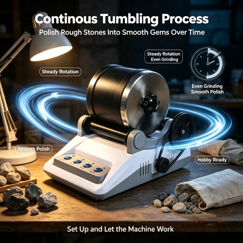 Dual‑voltage Stone Polishing Machine, Kids‑safe Rock Tumbler and Polishing Grits for Parent‑child Handwork